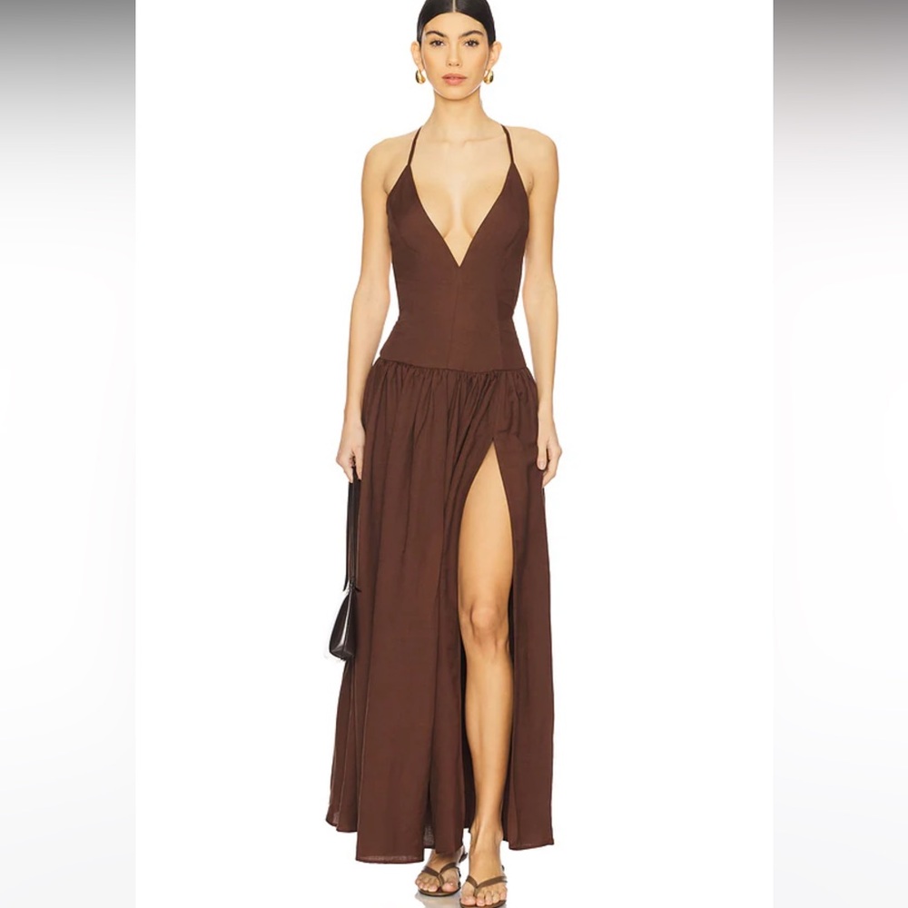 Tularosa Brown Halter Maxi Dress